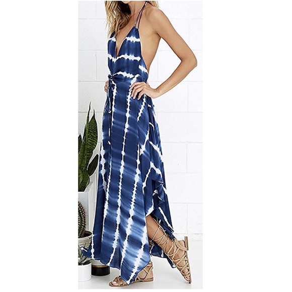 women summer v neck Backless maxi dress - Picture 3 of 3